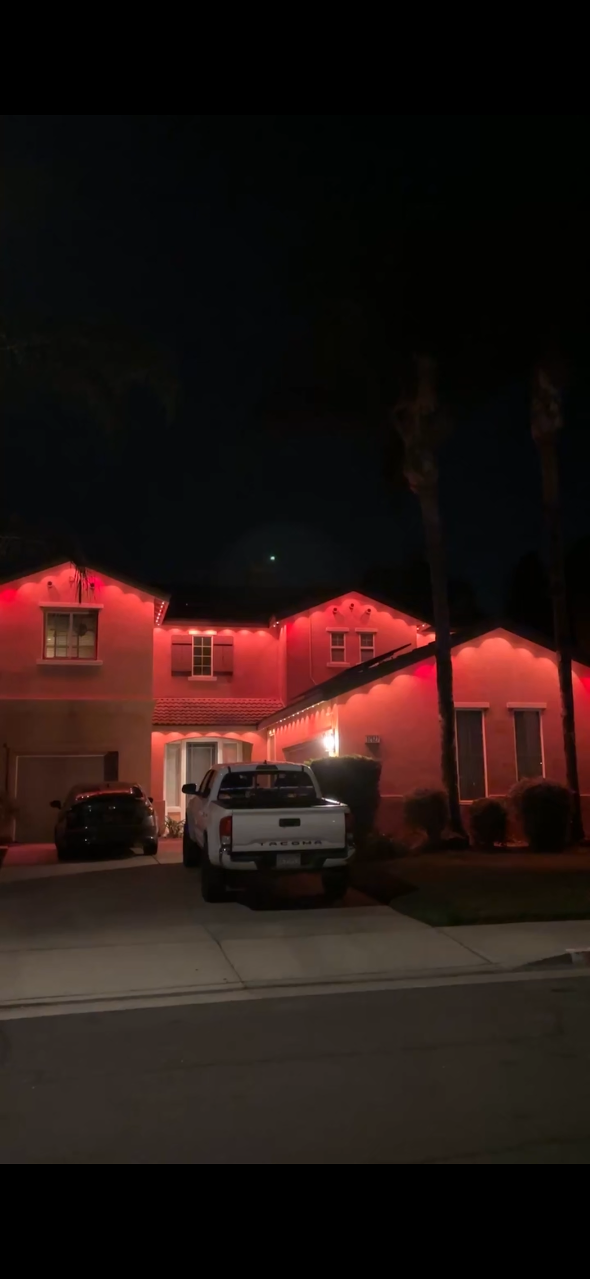 Exterior home with permanent lighting
