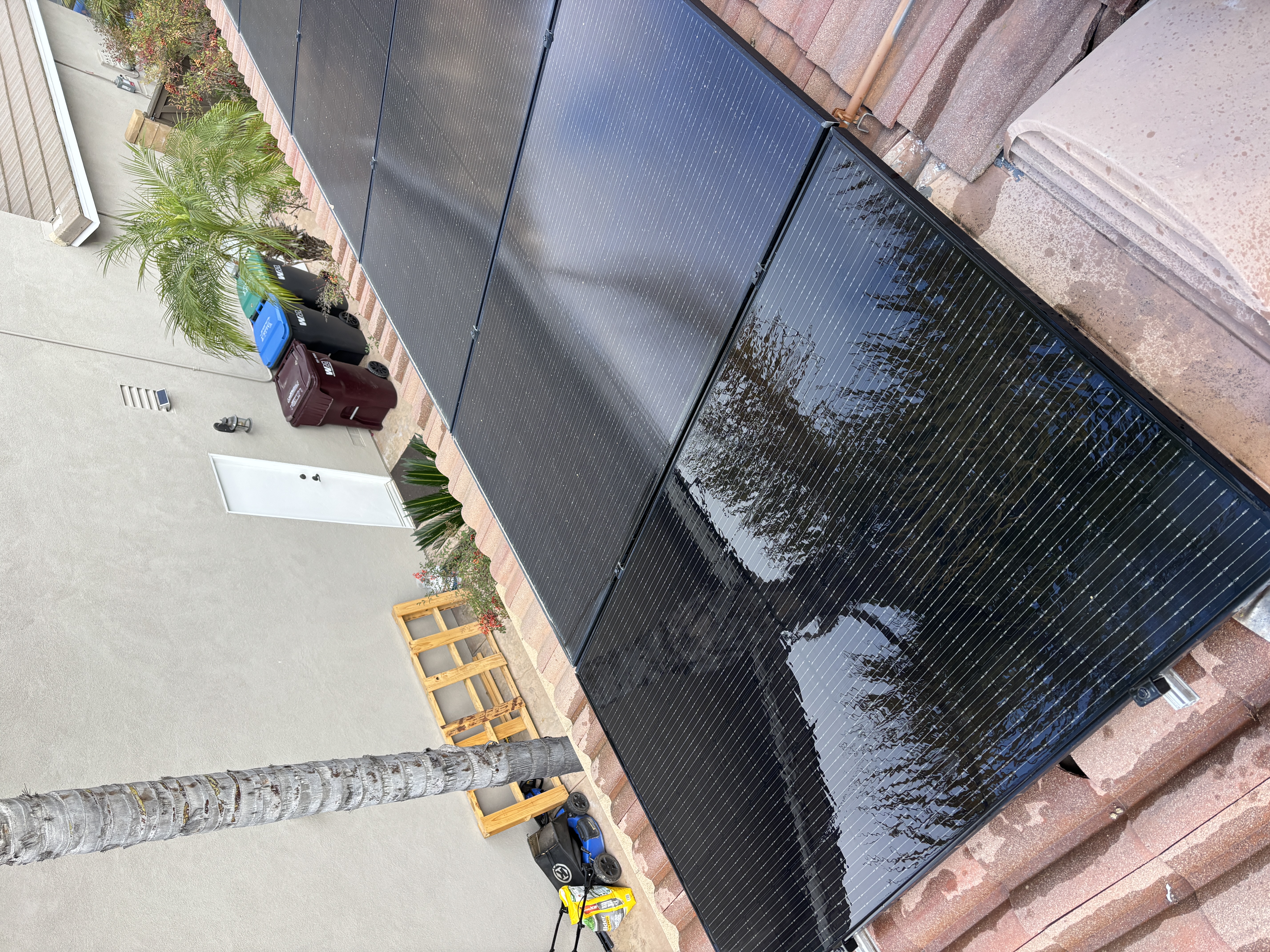 Solar panel before and after